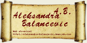 Aleksandra Balančević vizit kartica